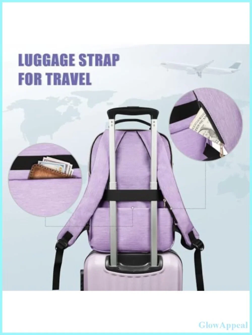 Water Resistant Laptop Backpack for Women, Anti Theft College Bookbag, PU